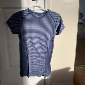Blue Striped Seamless Workout Shirt